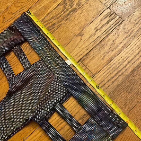 iheartraves vintage y2k lowrise oil slick holographic cutout micro shorts xl - Picture 3 of 8